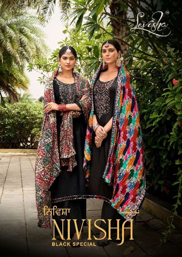 NIVISHA BLACK SPECIAL BY LEVISHA 01 TO 06 SERIES PURE RAYON EMBROIDERY WORK DRESSES