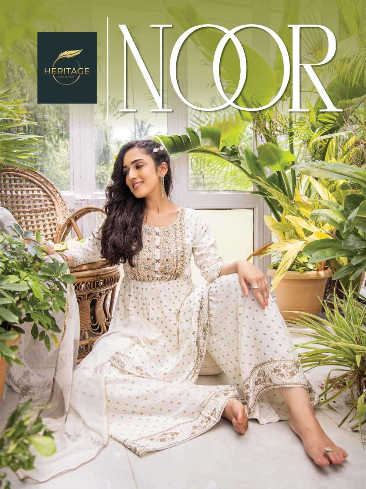 NOOR BY HERITAGE 101 TO 106 SERIES RAYON EMBROIDERY WORK READYMADE DRESSES