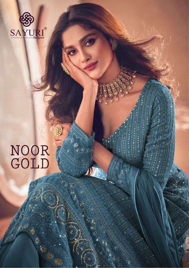 NOOR GOLD BY SAYURI 122-A TO 122-E SERIES GEORGETTE EMBROIDERY WORK READYMADE DRESSES