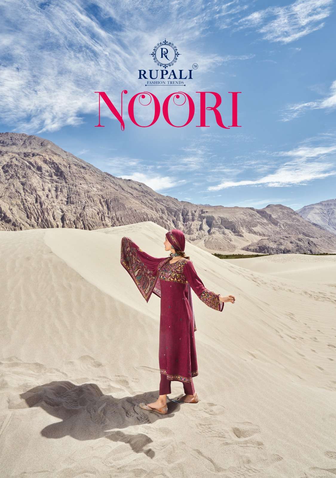 NOORI BY RUPALI 6001 TO 6006 SERIES VISCOSE PASHMINA PRINT WORK WINTER WEAR DRESSES