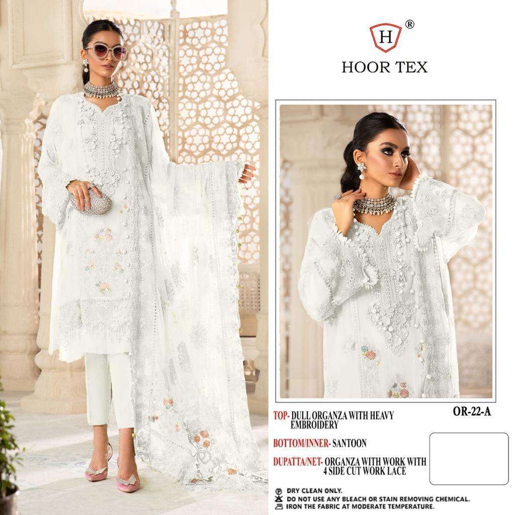 OR-22 COLOURS BY HOOR TEX 22-A TO 22-C SERIES ORGANZA EMBROIDERY PAKISTANI DRESSES