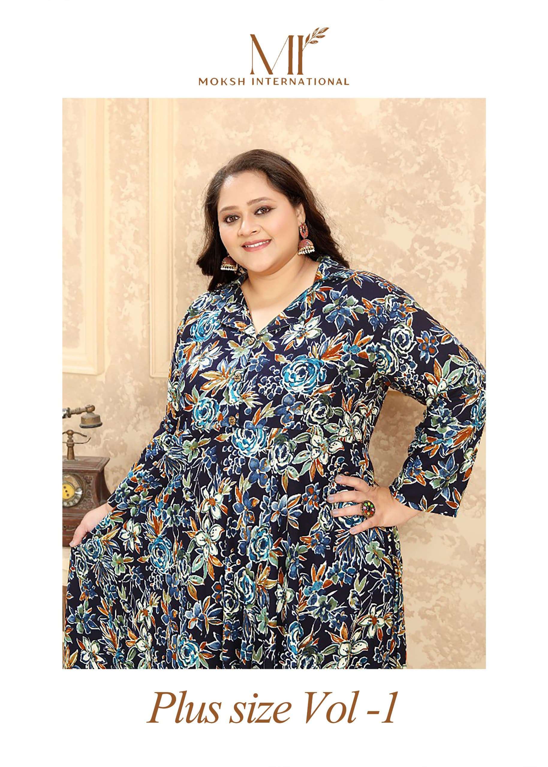 PLUS SIZE VOL-1 BY MOKSH INTERNATIONAL 8621 TO 8624 SERIES RAYON PRINT WORK GOWNS