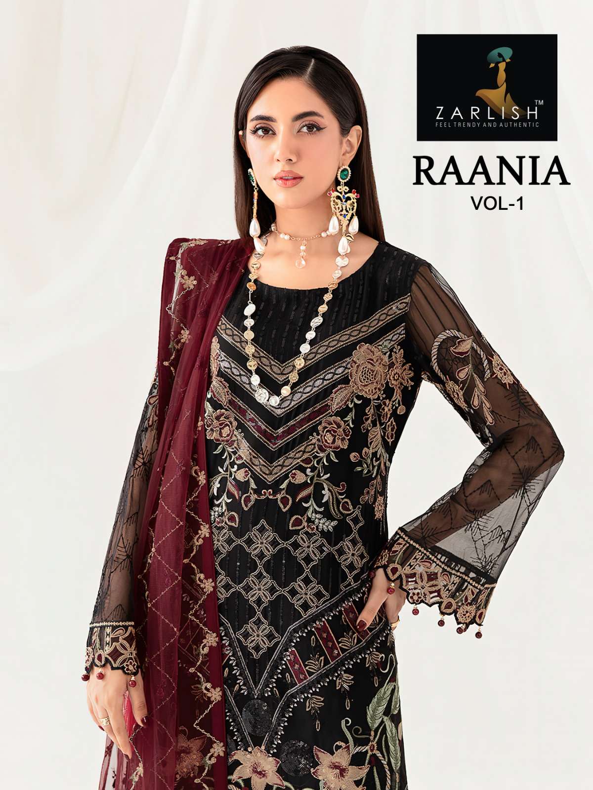 RAANIA VOL-1 BY ZARLISH 2101 TO 2103 SERIES GEORGETTE EMBROIDERY WORK PAISTANI DRESSES