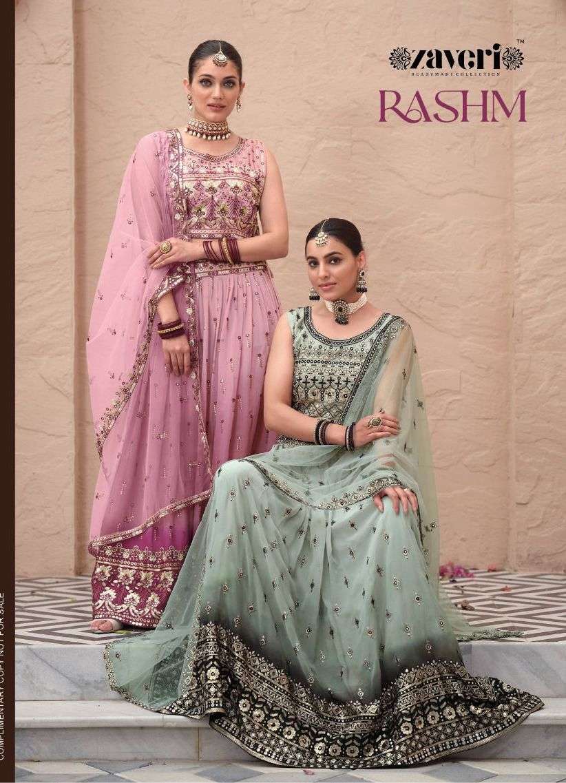 RASHAM BY ZAVERI 1149 TO 1151 SERIES SILK EMBROIDERY WORK READYMADE LEHENGAS