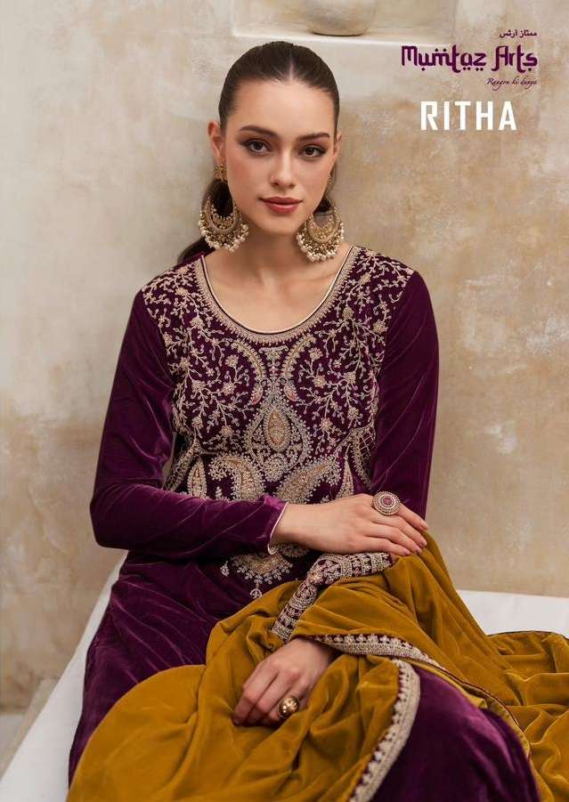 RITHA BY MUMTAZ ARTS 55001 TO 55004 SERIES VELVET EMBROIDERY WINTER WEAR DRESSES