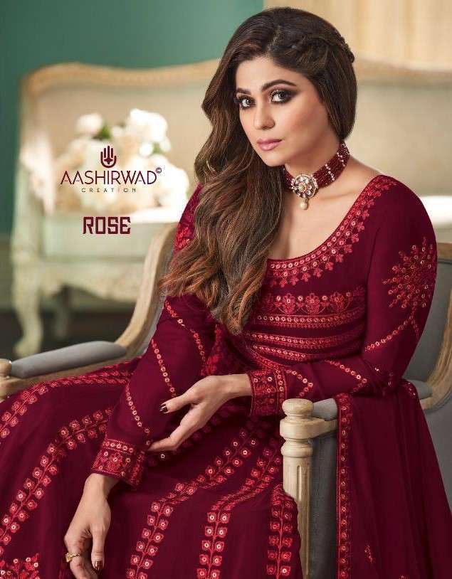 ROSE BY AASHIRWAD CREATION 8519 TO 8523 SERIES GEORGETTE WORK READYMADE ANARKALI DRESSES