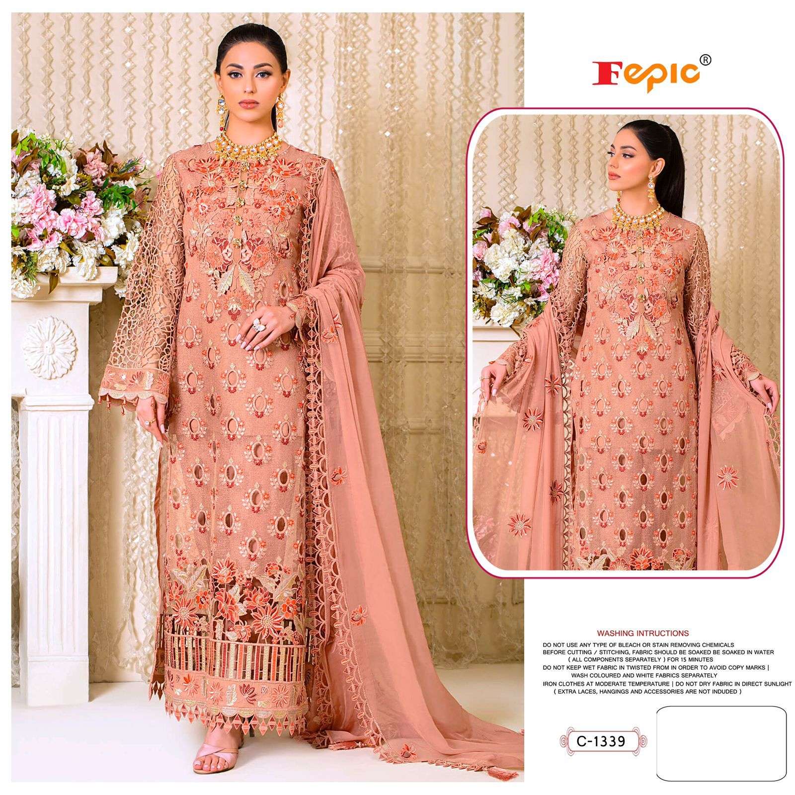 ROSEMEEN 1339 HIT DESIGN BY FEPIC ORGANZA EMBROIDERY WORK PAKISTANI DRESS