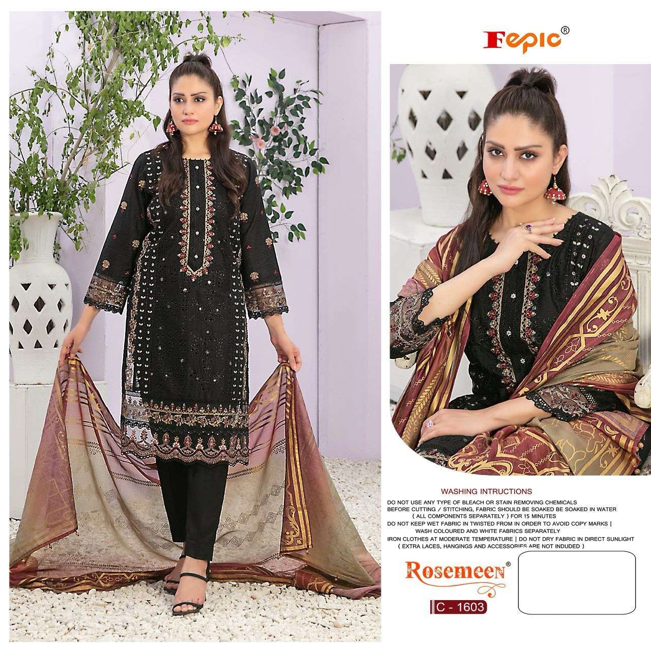 ROSEMEEN 1603 HIT DESIGN BY FEPIC ORGANZA EMBROIDERY WORK PAKISTANI DRESS