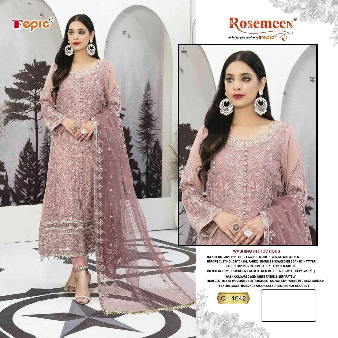 ROSEMEEN 1642 HIT DESIGN BY FEPIC GEORGETTE EMBROIDERY PAKISTANI DRESS