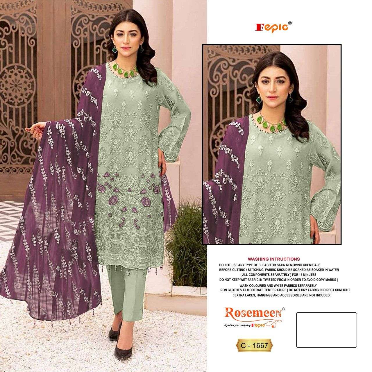 ROSEMEEN 1667 COLOURS BY FEPIC 1667-A TO 1667-D SERIES GEORGETTE WORK PAKISTANI DRESSES