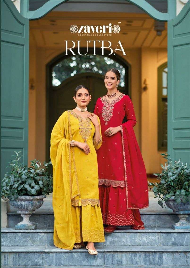 RUTBA BY ZAVERI 1250 & 1251 SERIES HEAVY ROMAN SILK WORK READYAMADE DRESSES