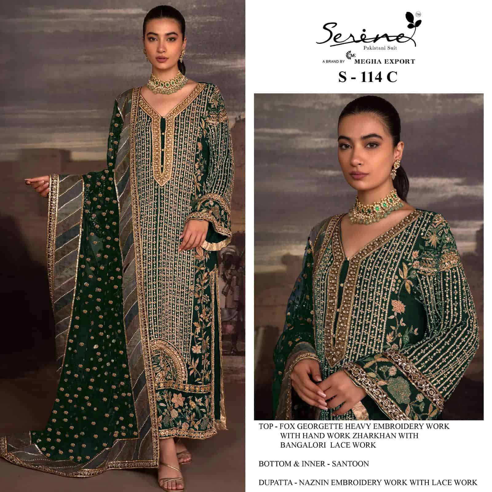 S-114 COLOURS BY SERINE 114-A TO 114-D SERIES FAUX GEORGETTE WORK PAKISTANI DRESSES