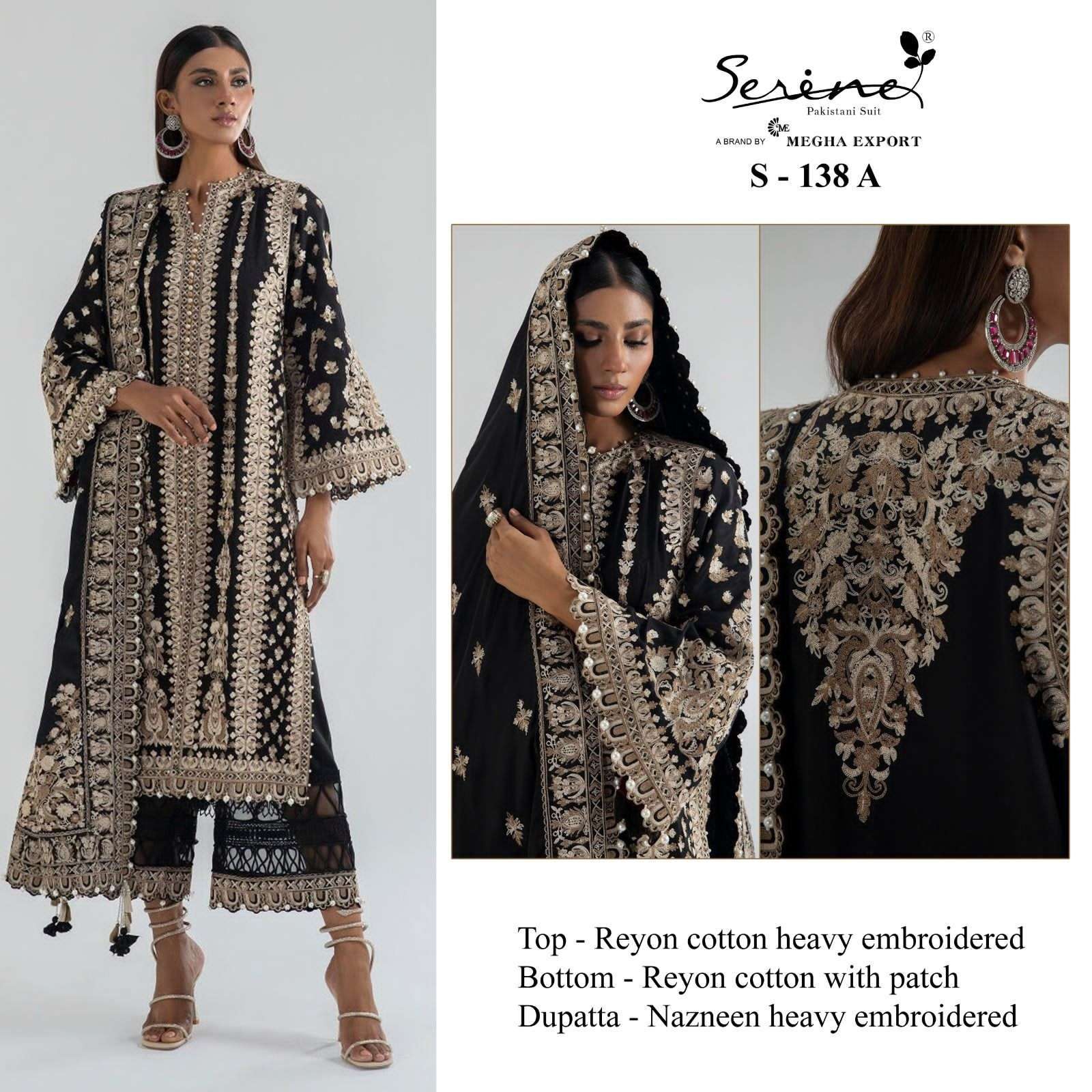 S-138 HIT DESIGN BY SERINE RAYON COTTON EMBROIDERY WORK PAKISTANI DRESS