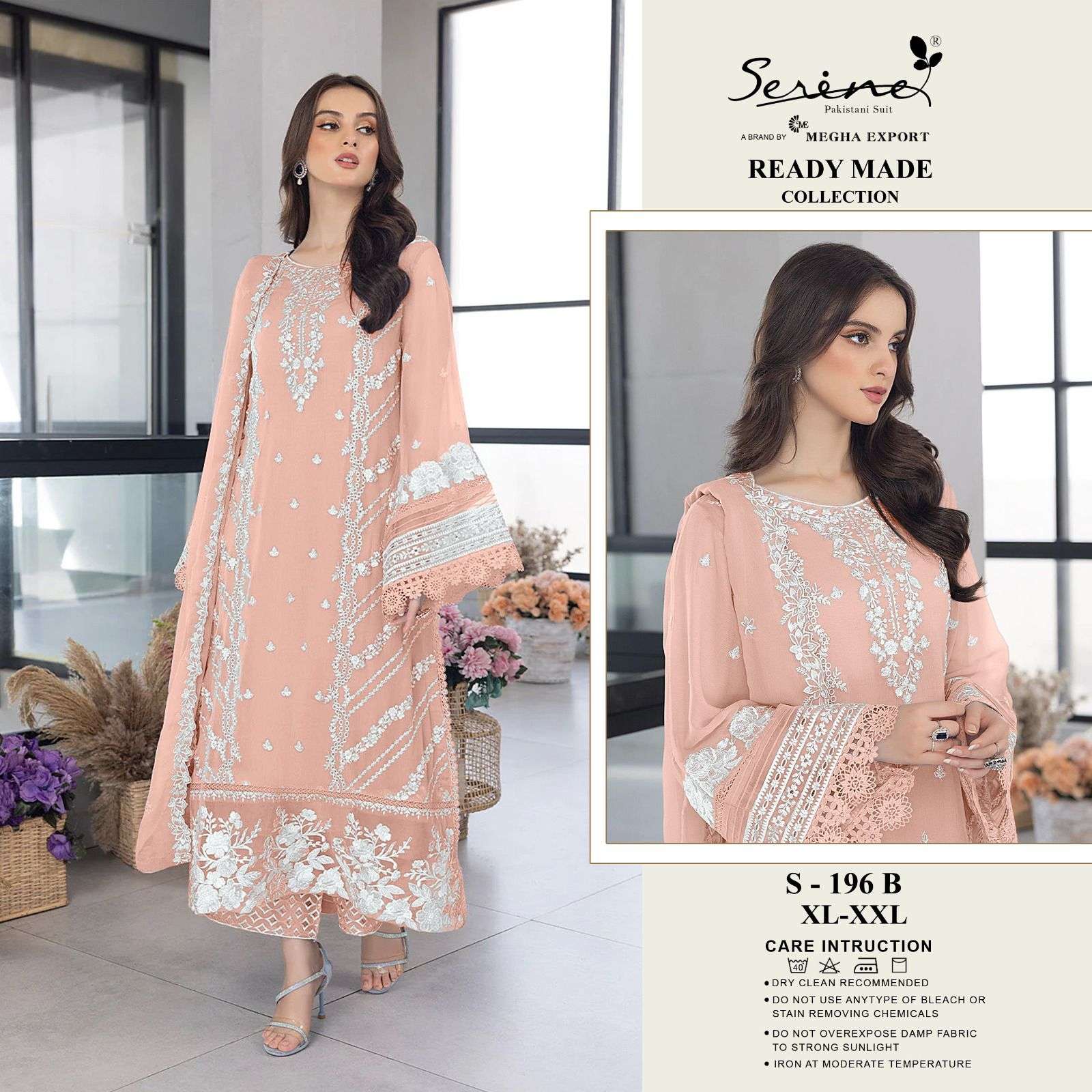 S-196 COLOURS BY SERINE FAUX GEORGETTE EMBRODIERY WORK PAKISTANI DRESSES