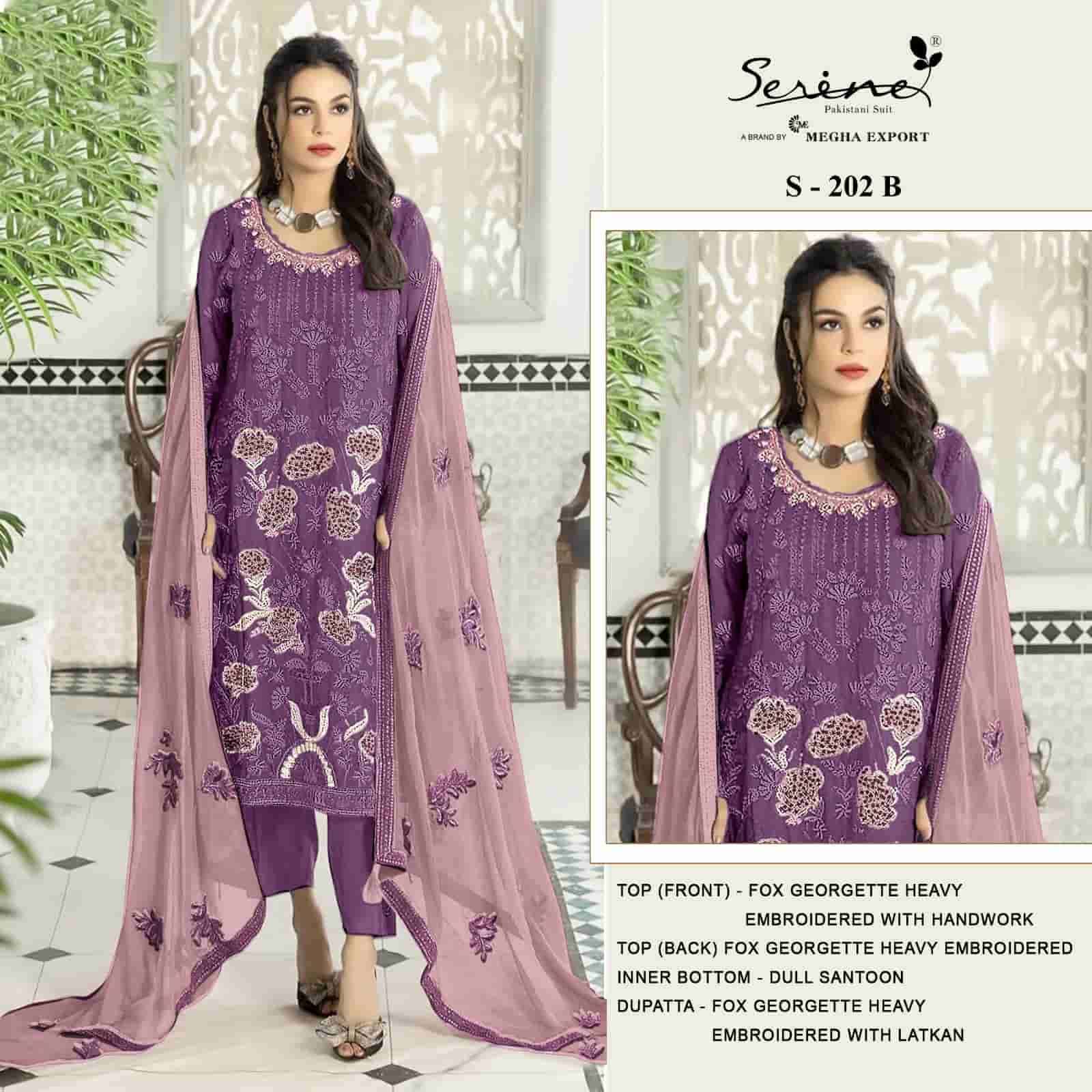 S-202 COLOURS BY SERINE 202-A TO 202-E SERIES FAUX GEORGETTE WORK PAKISTANI DRESSES