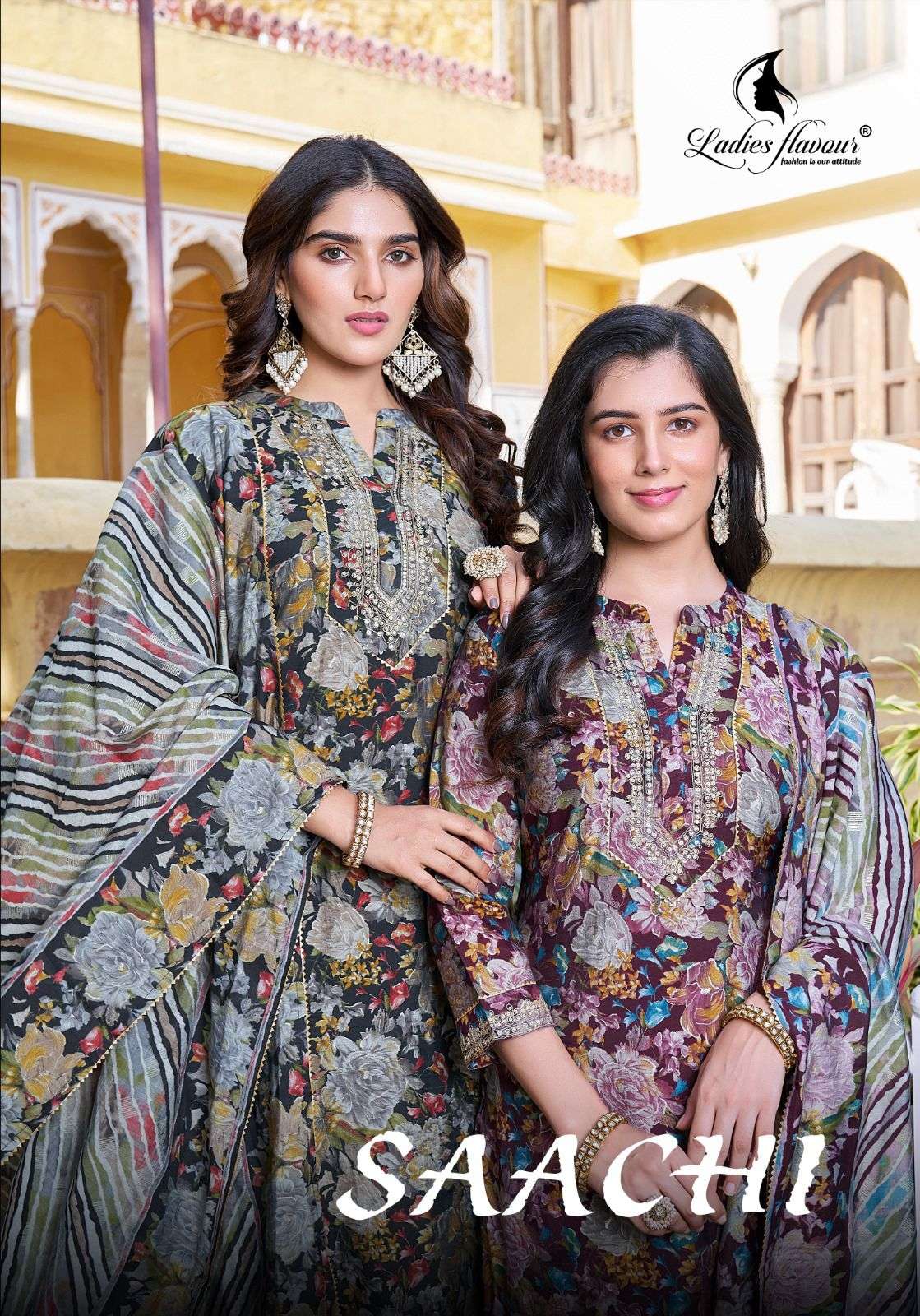 SAACHI BY LADIES FLAVOUR 1101 TO 1104 SERIES MODAL CHANDERI PRINT WORK READYMADE DRESSES