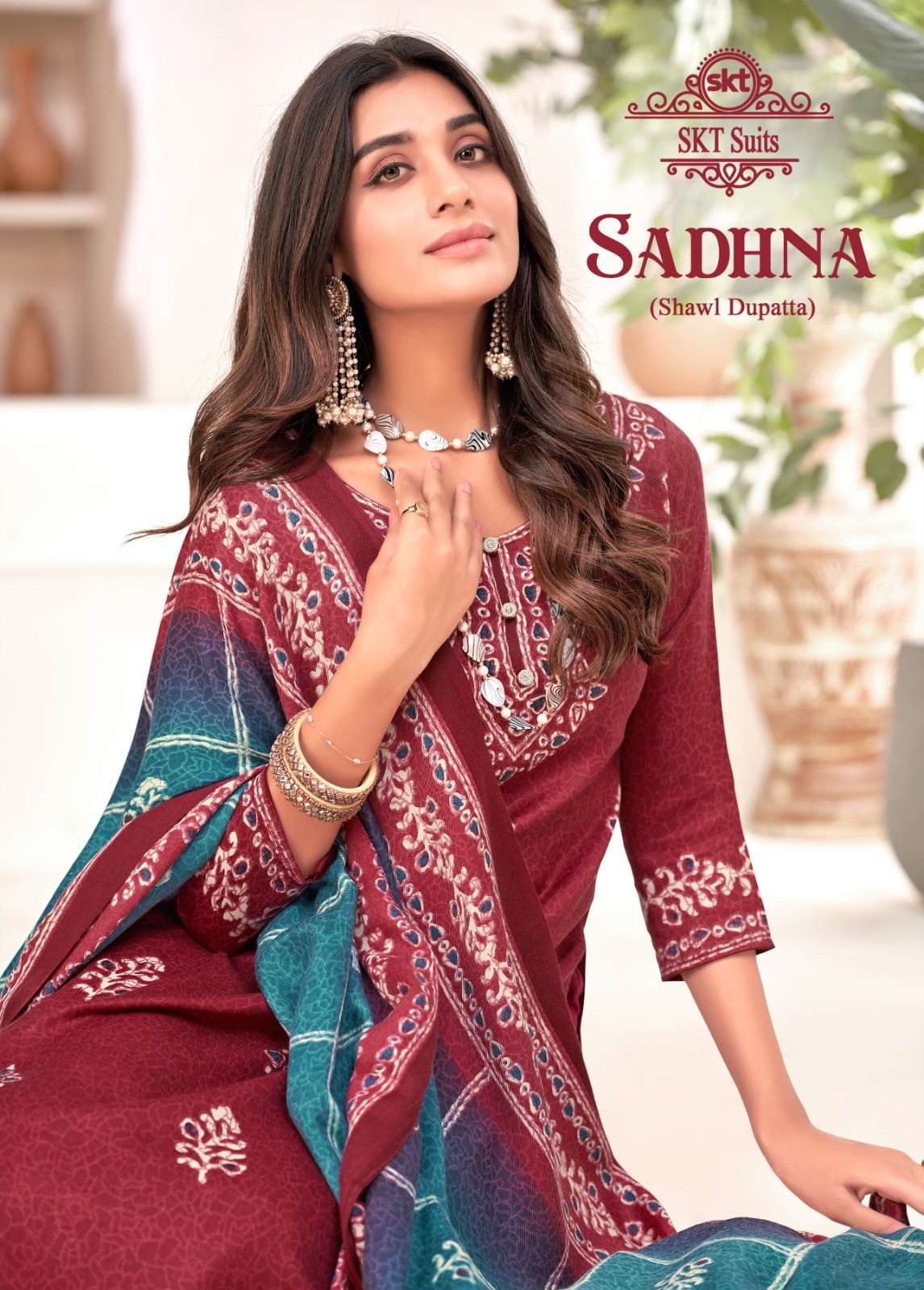 SADHNA BY SKT SUITS 83001 TO 83008 SERIES PASHMINA PRINT WORK DRESSES