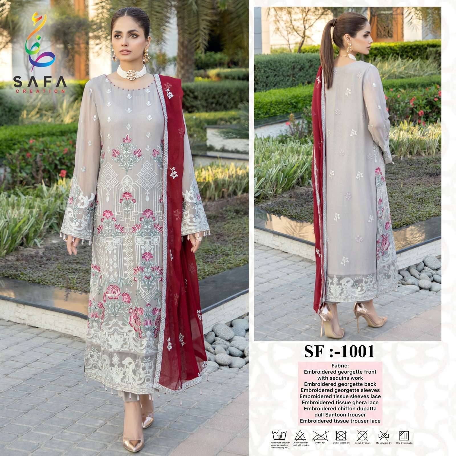 SAFA 1001 HIT DESIGN BY SAFA CREATION HEAVY GEORGETTE EMBROIDERY PAKISTANI DRESS