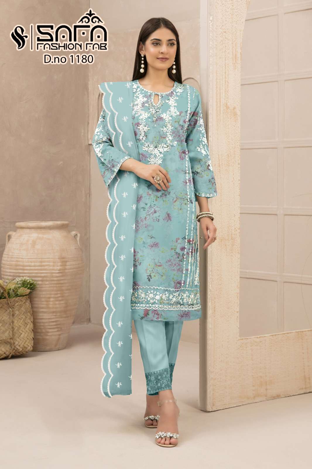 SAFA 1180 COLOURS BY SAFA FASHION FAB ORGANZA PRINT WORK READYMADE DRESSES