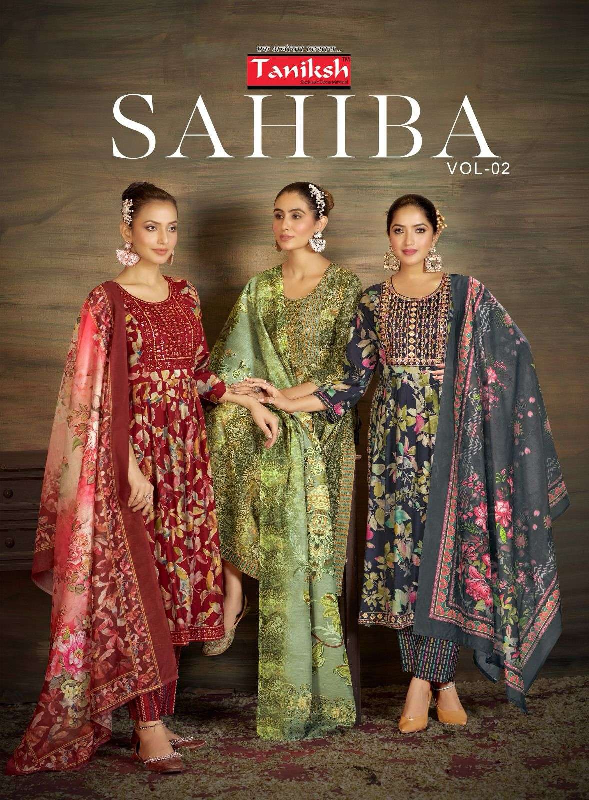 SAHIBA VOL-2 BY TANIKSH 2001 TO 2008 SERIES MUSLIN PRINT WORK READYMADE DRESSES