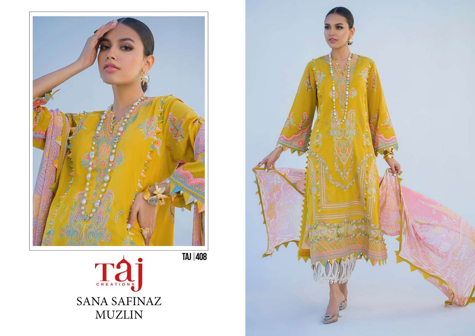 SANA SAFINAZ 408 HIT DESIGN BY TAJ CREATION COTTON PRINT WORK PAISTANI DRESS