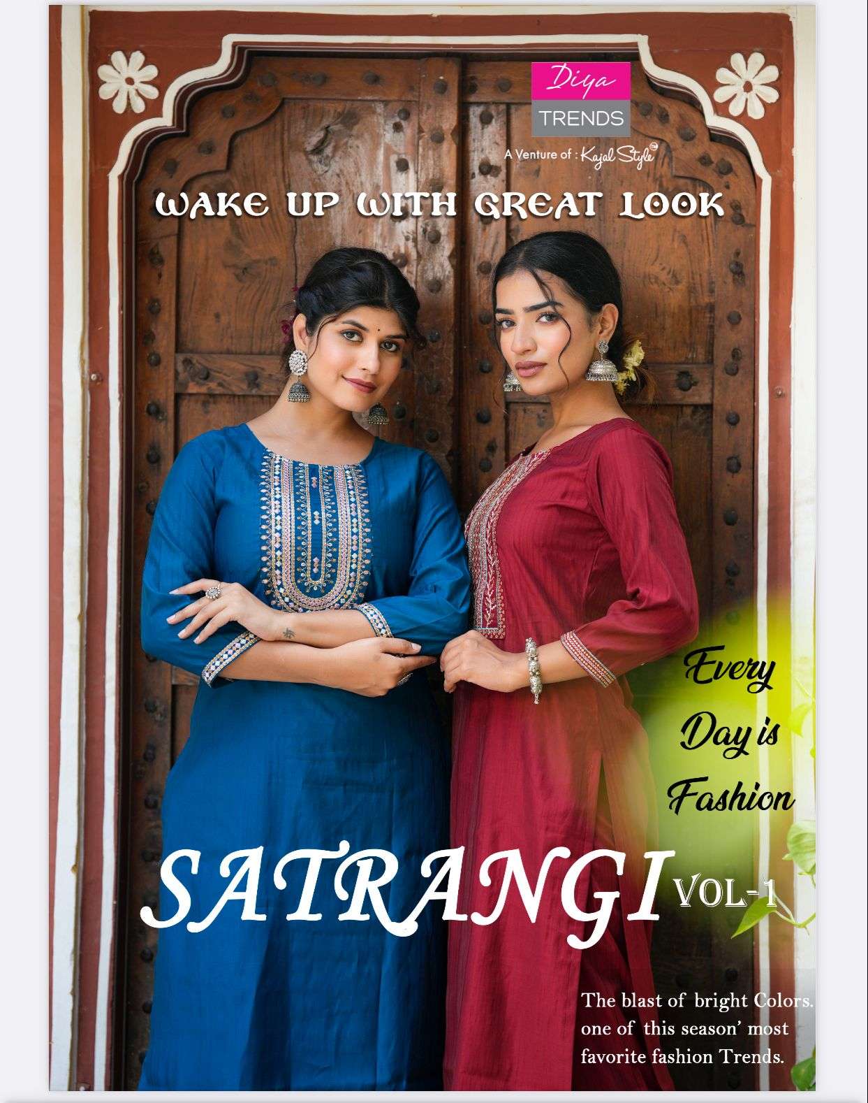 SATRANGI VOL-1 BY DIYA TRENDS 1001 TO 1010 SERIES MUSLIN EMBROIDERY WORK KURTI & PANTS