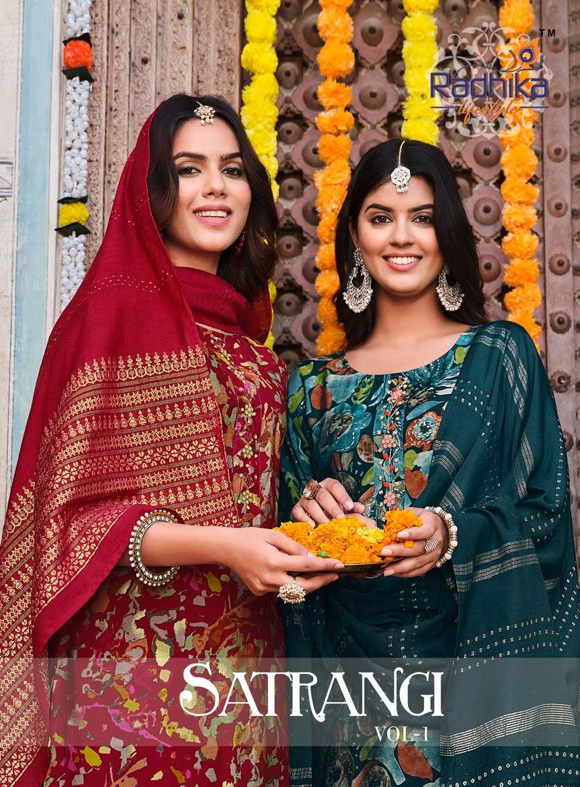 SATRANGI VOL-1 BY RADHIKA LIFESTYLE 1001 TO 1008 SERIES MODAL CHANDERI WORK READYMADE DRESSES