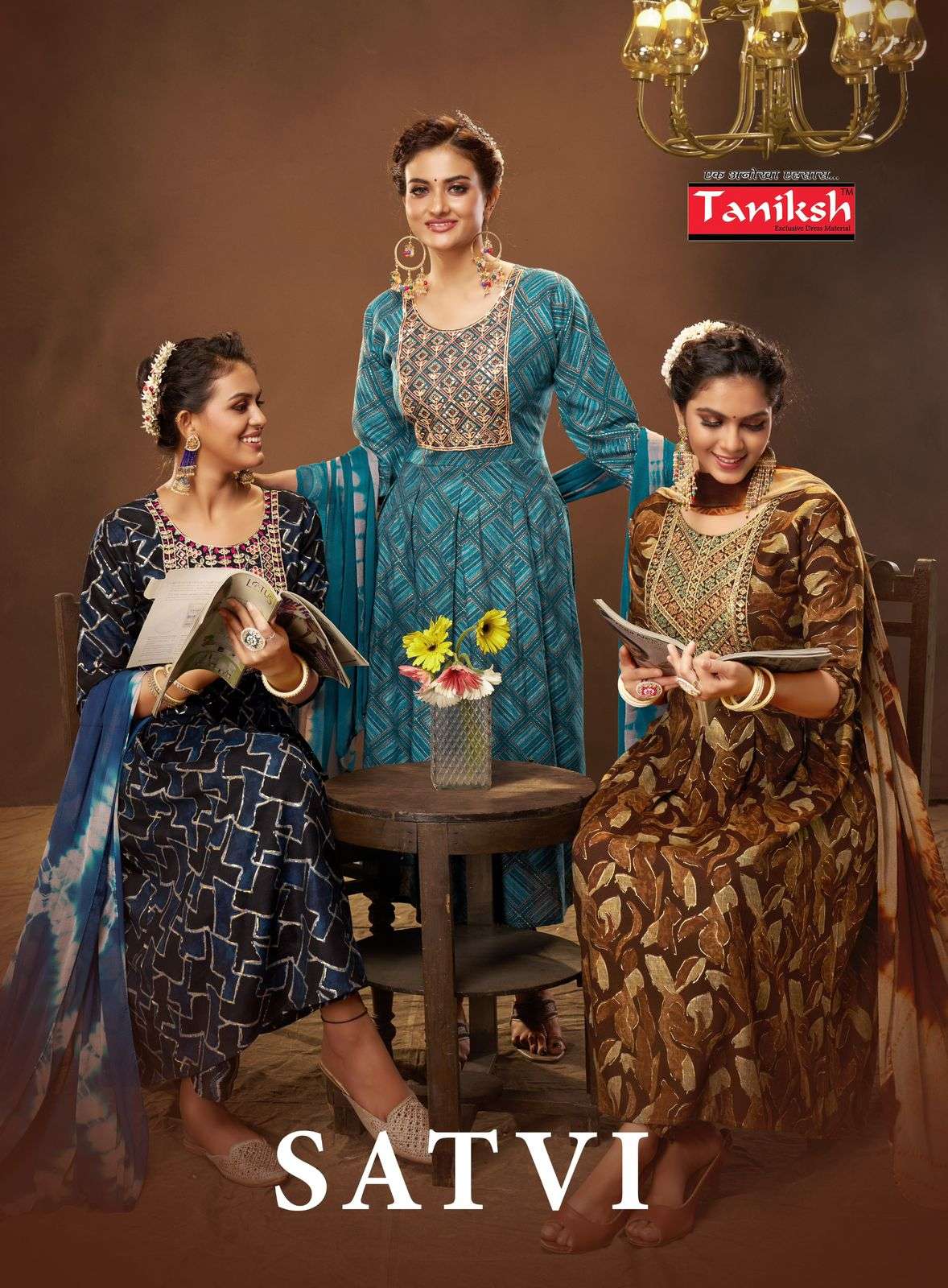 SATVI VOL-1 BY TANIKSH 1001 TO 1008 SERIES CAPSULE PRINT WORK ANARKALI READYMADE DRESSES