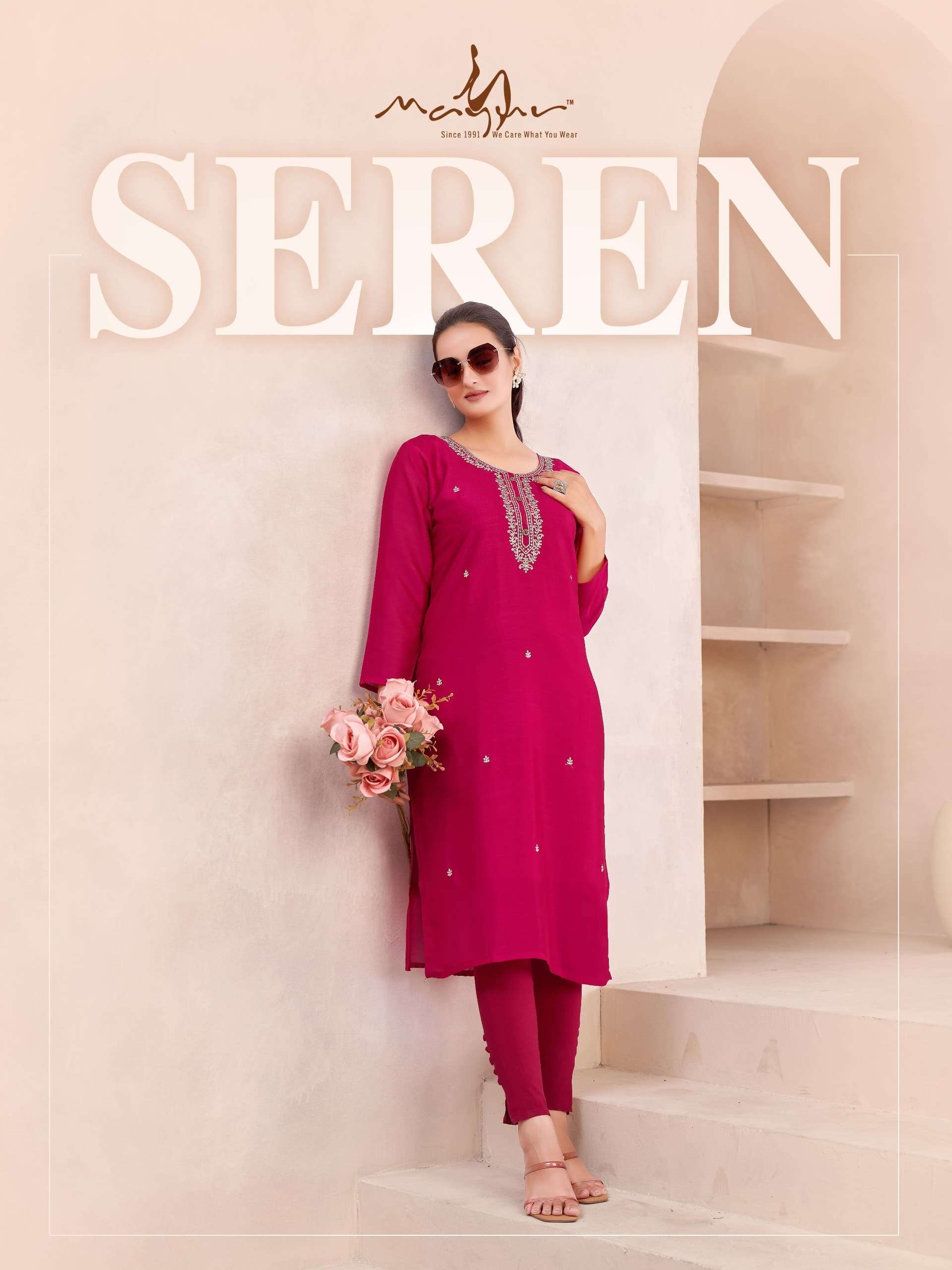 SEREN BY MAYUR 01 TO 06 SERIES VICHITRA SILK EMBROIDERY KURTIS