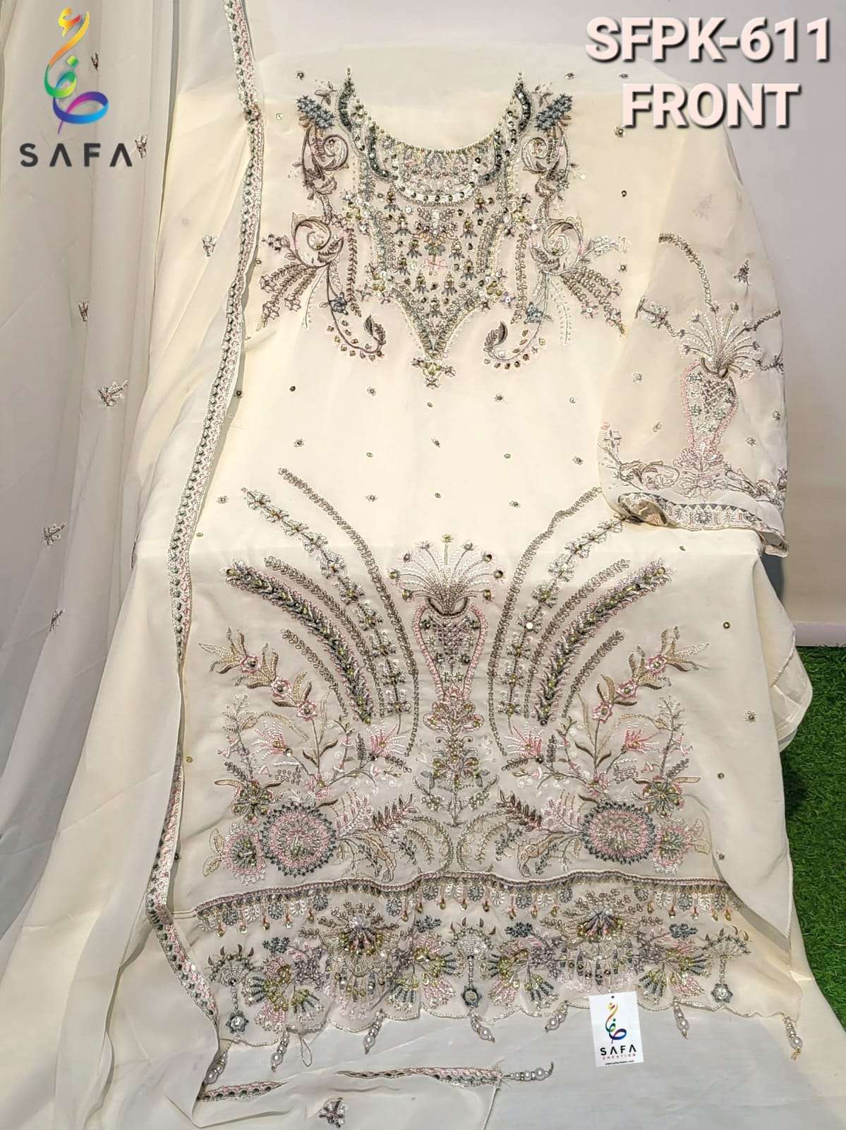 SF-611 HIT DESIGN BY SAFA CREATION HEAVY GEORGETTE EMBROIDERY WORK PAKISTANI DRESS