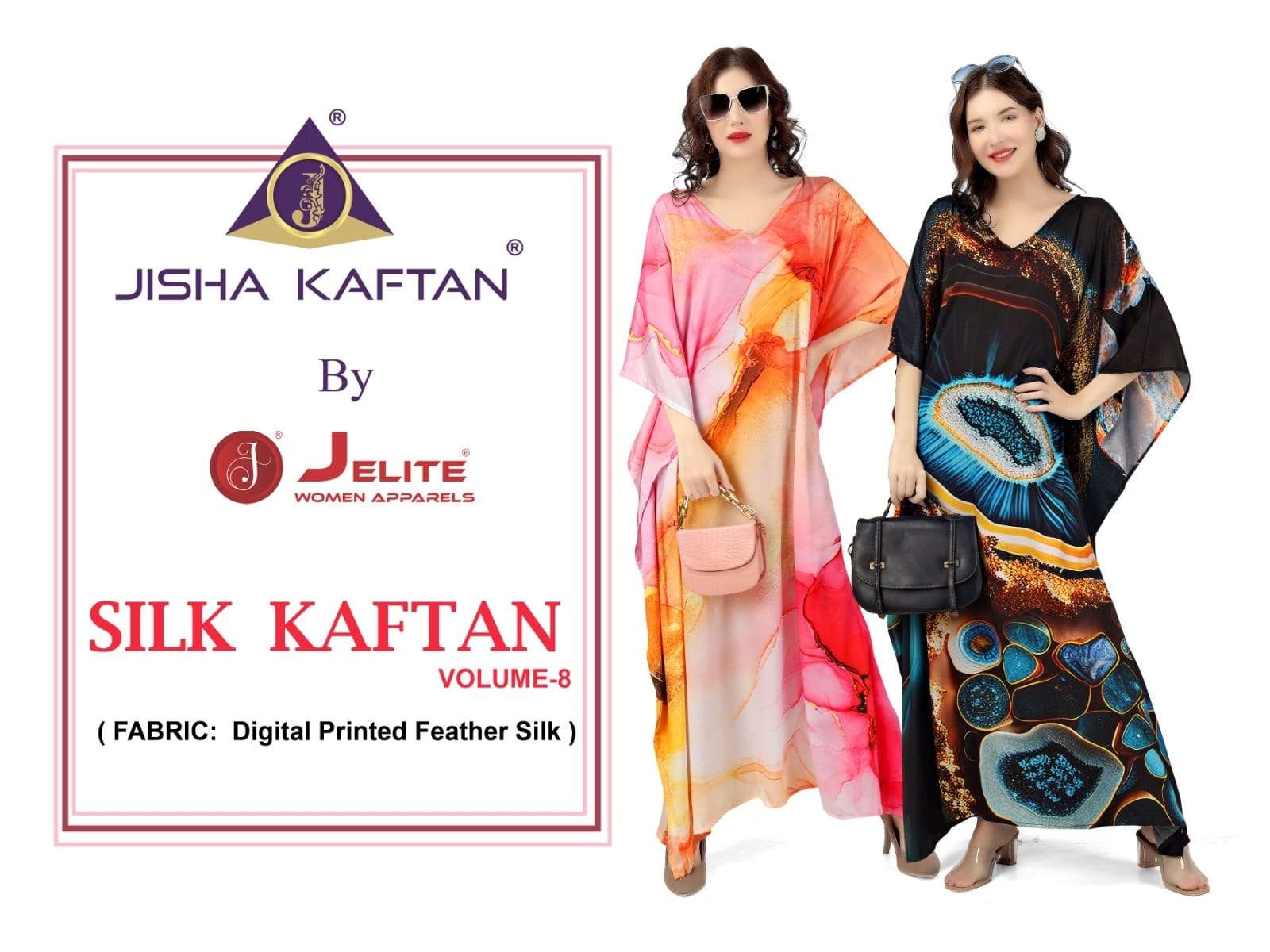 SILK KAFTAN VOL-8 BY JISHA 157 TO 164 SERIES FEATHER SILK PRINT KAFTANS