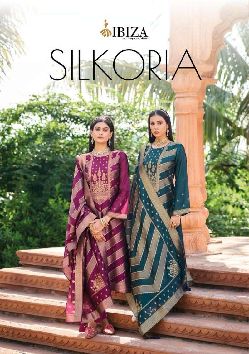 SILKORIA BY IBIZA LIFESTYLE 10551 TO 10554 SERIES PURE BANGLORY SILK JACQUARD WORK DRESSES