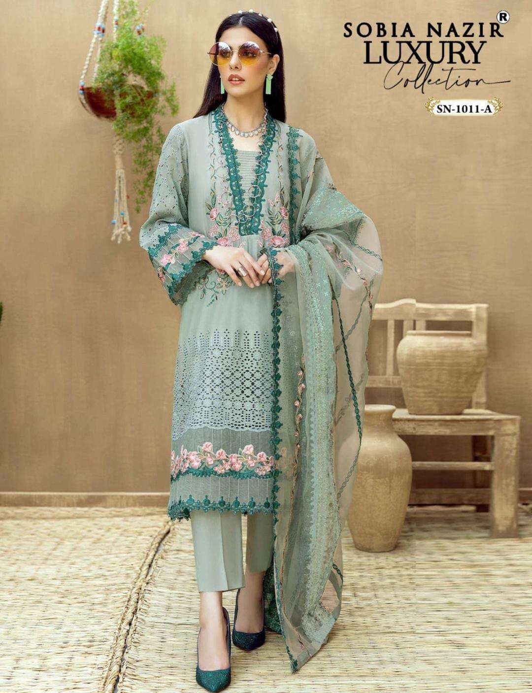 SN-1011 NX BY AQSAWHOLESALE LAWN EMBROIDERY WORK PAKISTANI DRESSES