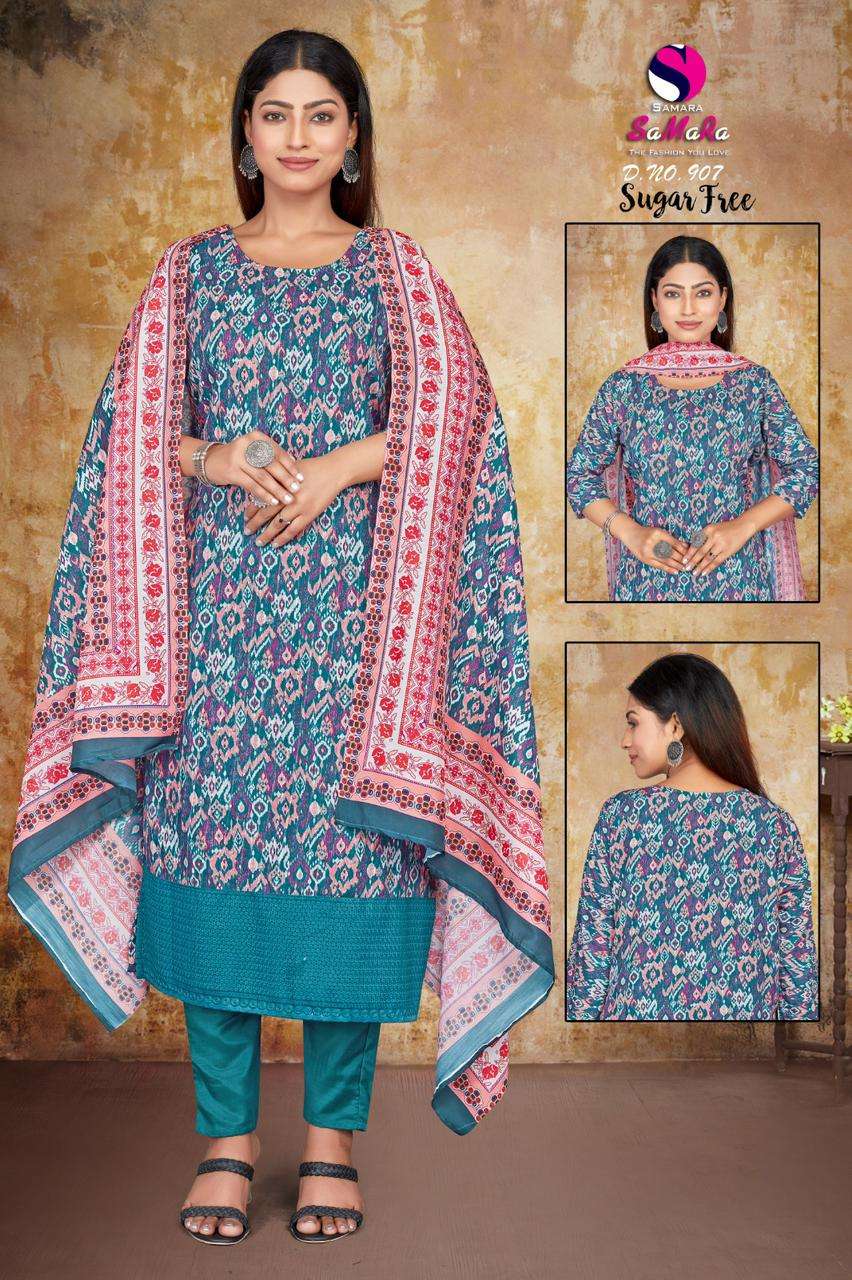 SUGAR FREE BY SAMARA 901 TO 916 SERIES MUSLIN PRINT WORK READYMADE DRESSES