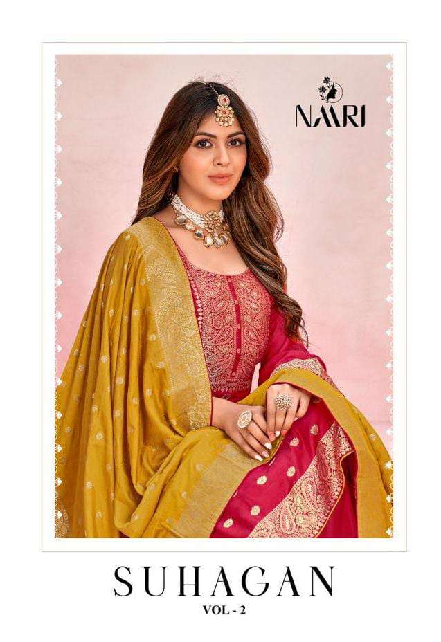 SUHAGAN VOL-2 BY NAARI 36001 TO 36004 SERIES VISCOSE MUSLIN WORK DRESSES