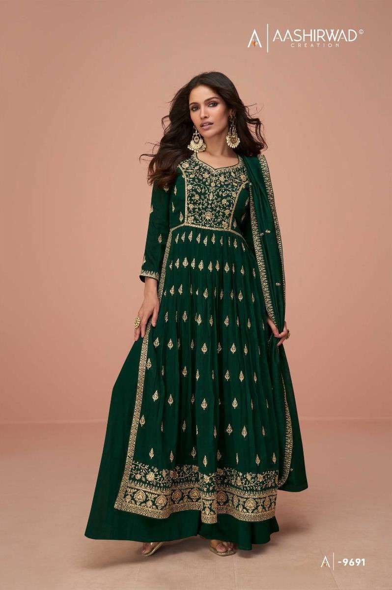 SUHANI BY AASHIRWAD CREATION 9690 TO 9694 SERIES PREMIUM SILK EMBROIDERY READYMADE DRESSES