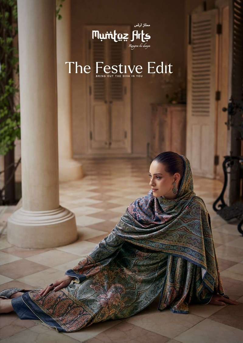 THE FESTIVE EDIT BY MUMTAZ ARTS 27001 TO 27006 SERIES VELVET PRINT WORK WINTER WEAR DRESSES