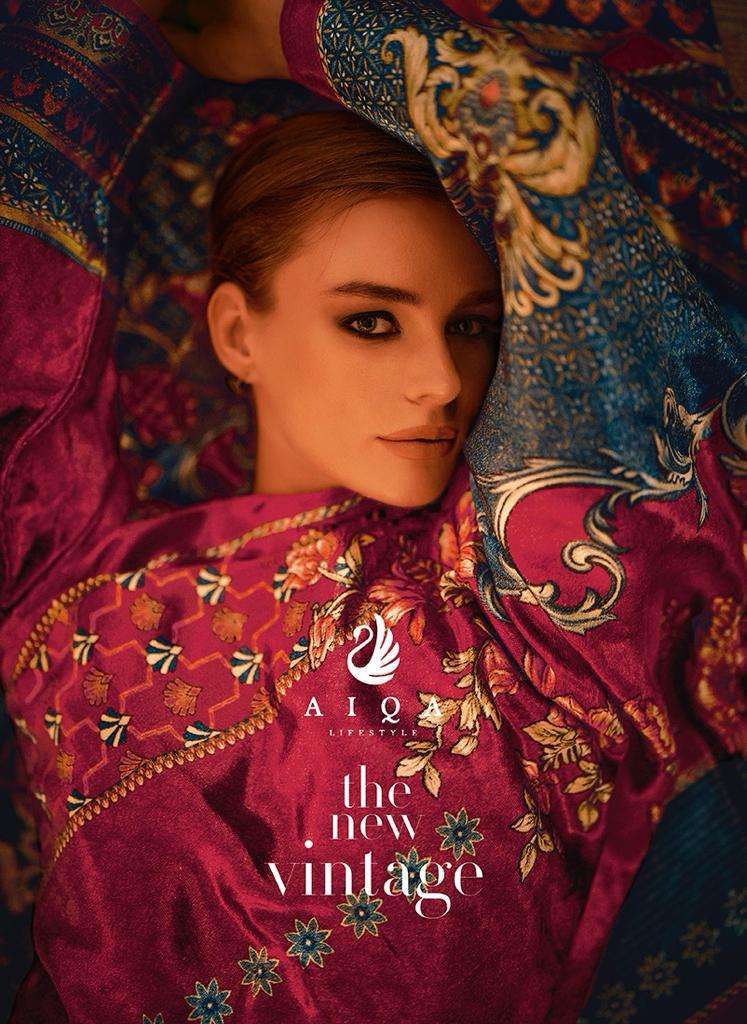 THE NEW VINTAGE BY AIQA LIFESTYLE 8101 TO 8107 SERIES VELVET PRINT WORK WINTER WEAR DRESSES