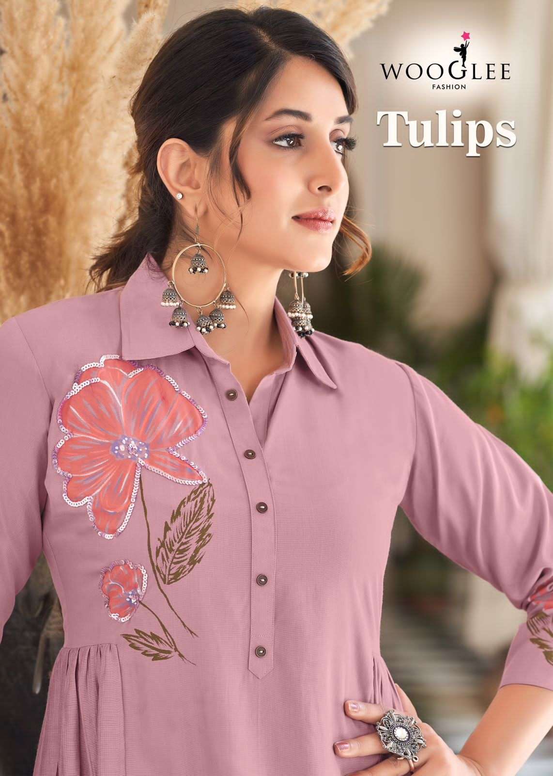 TULIPS BY WOOGLEE 3001 TO 3004 SERIES RAYON HAND WORK CO-ORD SET