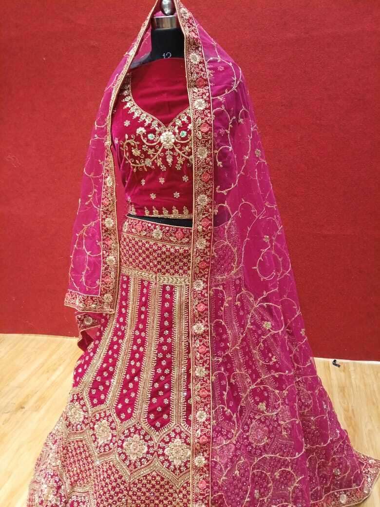 URVASHI VOL-2 BY AQSAWHOLESALE FANCY VELVET HEAVY WORK BRIDAL LEHENGA