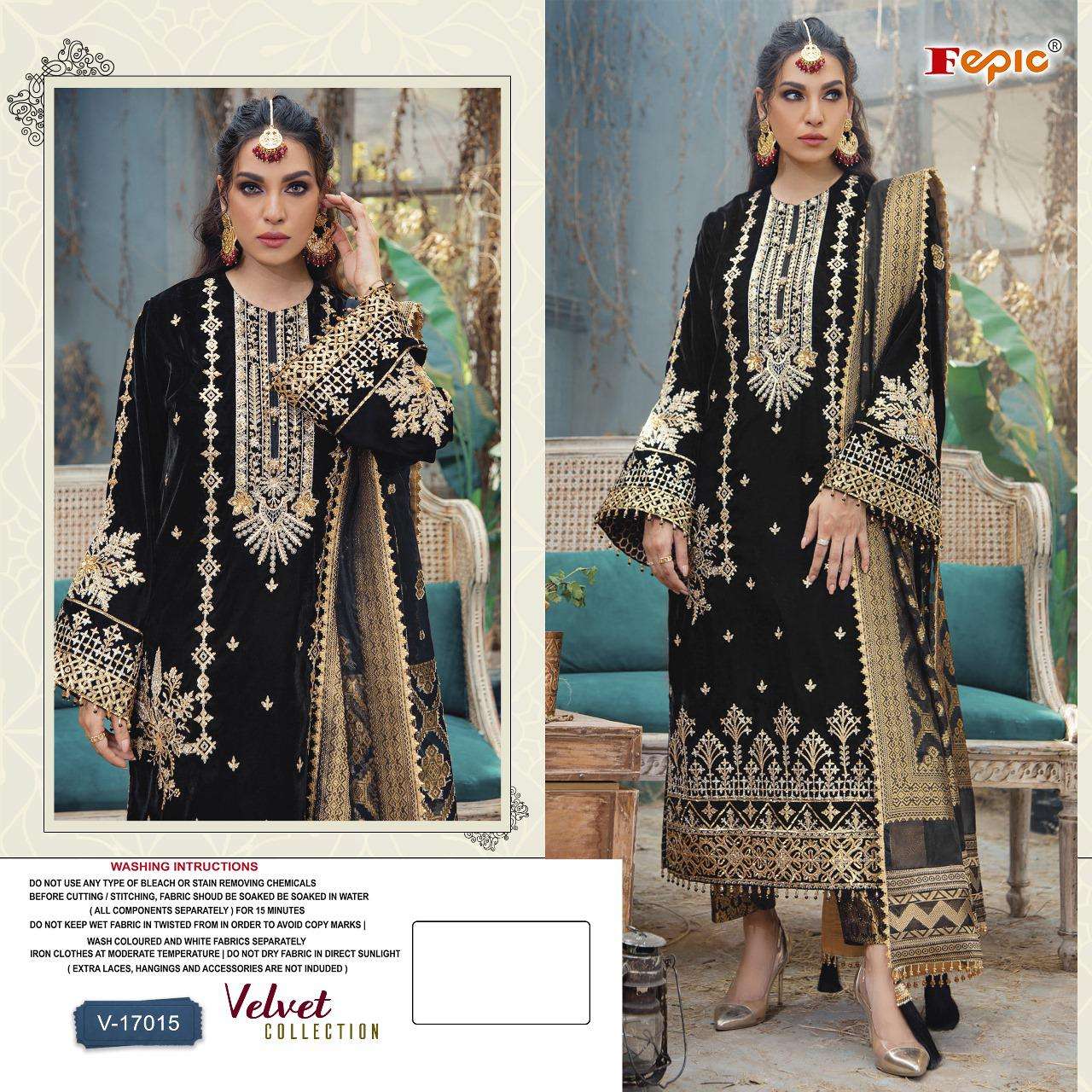 V-17015 COLOURS BY FEPIC 17015 TO 17015-E VELVET EMBROIDERY PAKISTANI DRESSES