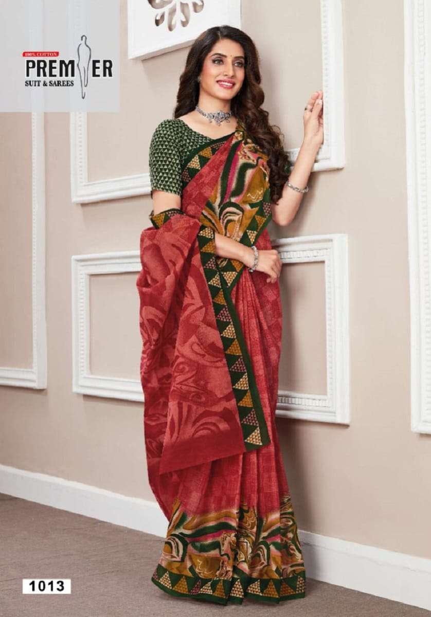 VASUDHA VOL-1 BY PREMIER 1001 TO 1020 SERIES PURE COTTON PRINT CASUAL WEAR SAREES