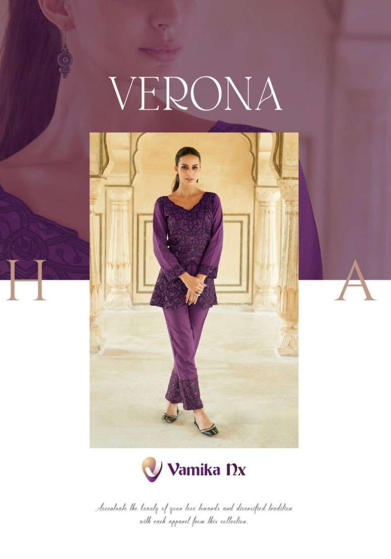 VERONA BY VAMIKA NX 801-A TO 801-D SERIES HEAVY RAYON FANCY WORK CO-ORD SET