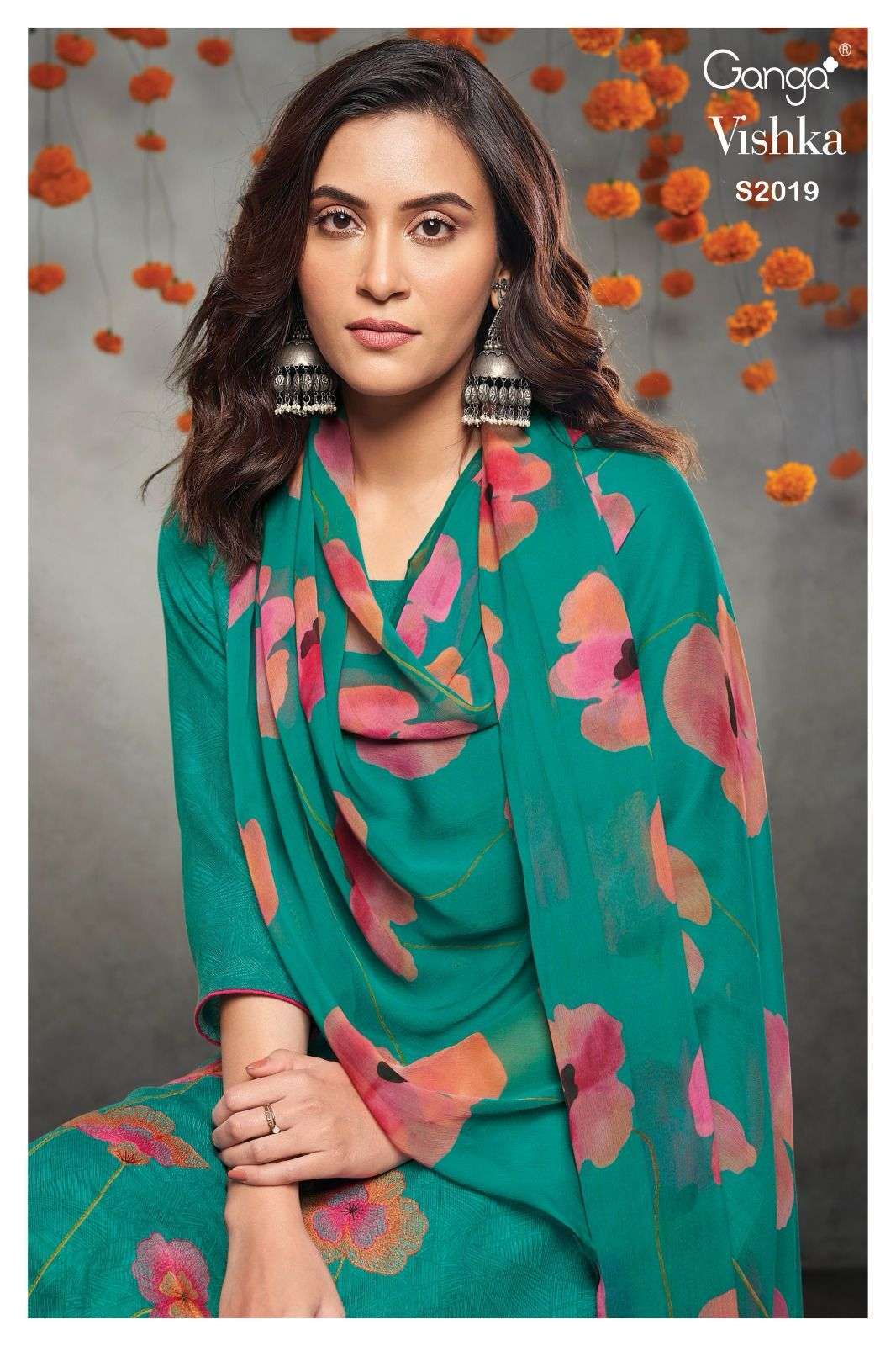 VISHKA BY GANGA FASHIONS 2019-A TO 2019-D SERIES PASHMINA PRINT WORK WINTER WEAR DRESSES