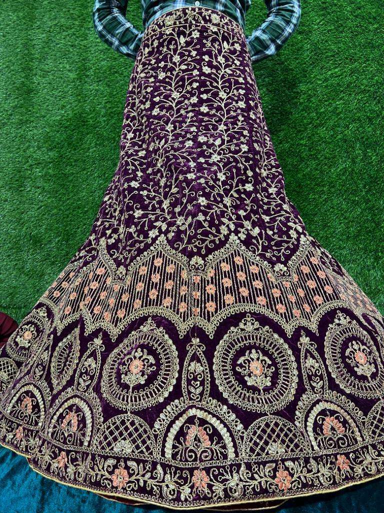 VIVANI VOL-3 BY AQSAWHOLESALE FANCY VELVET HEAVY EMBROIDERY WORK BRIDAL LEHENGAS