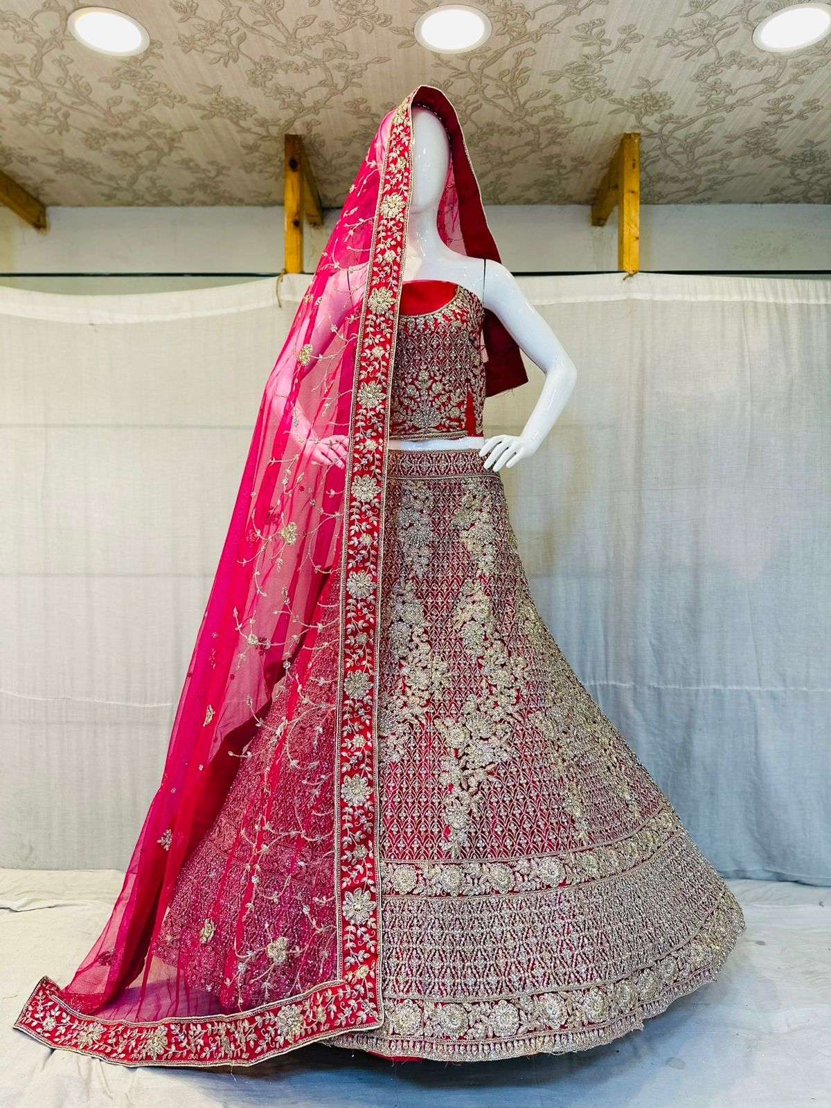 VIVANI VOL-4 BY AQSAWHOLESALE DESIGNER FABRIC HEAVY WORK BRIDAL LEHENGAS