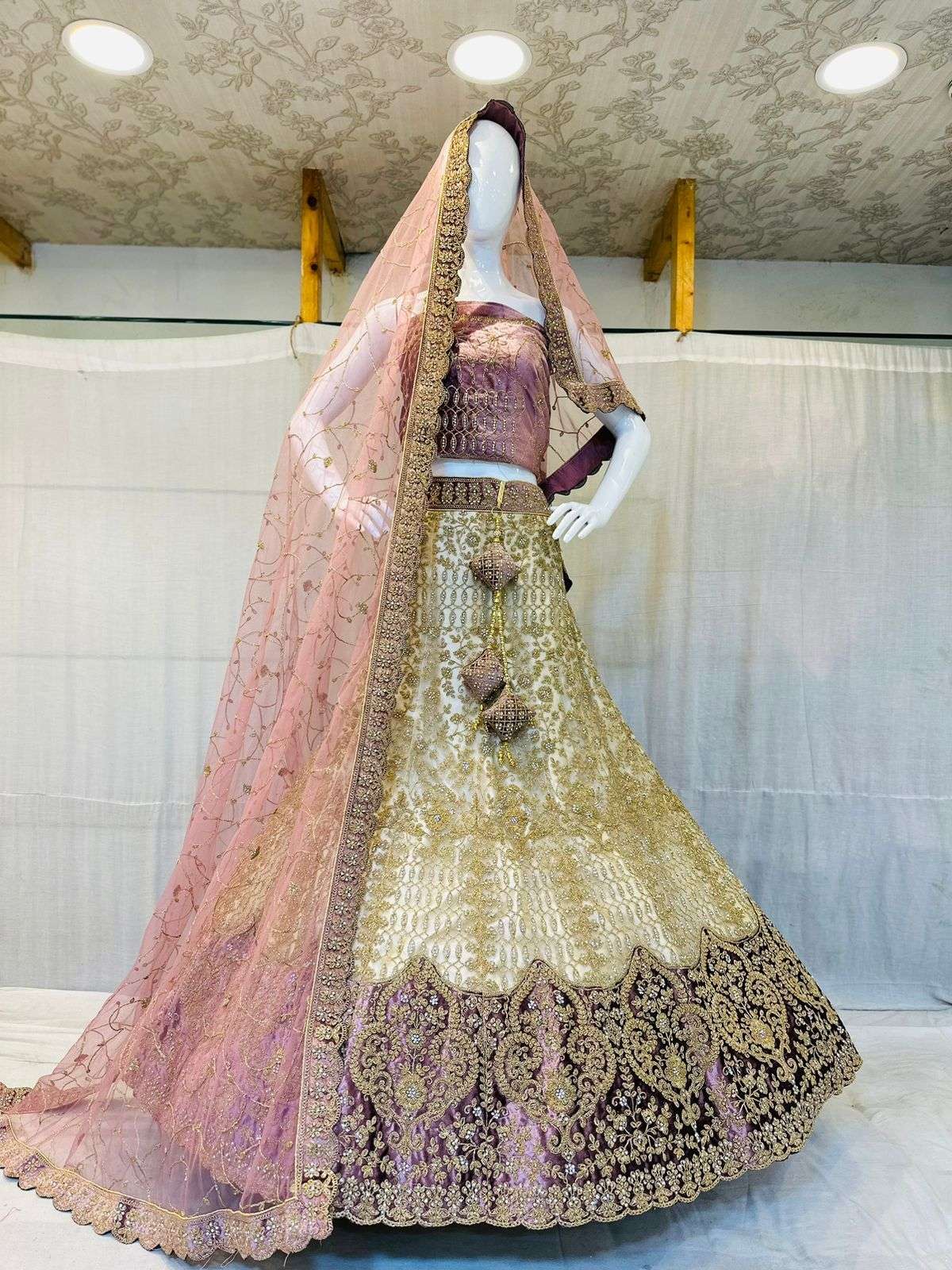 VIVANI VOL-5 BY AQSAWHOLESALE FANCY VELVET HEAVY WORK BRIDAL LEHENGAS