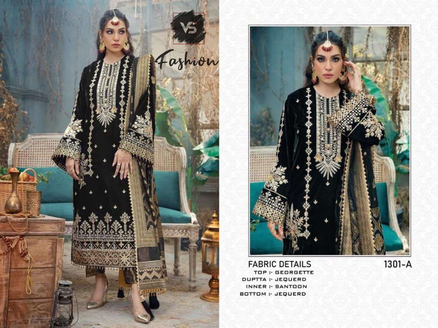 VS-1301 COLOURS BY VS FASHION GEORGETTE HEAVY EMBRODIERY PAKISTANI DRESSES