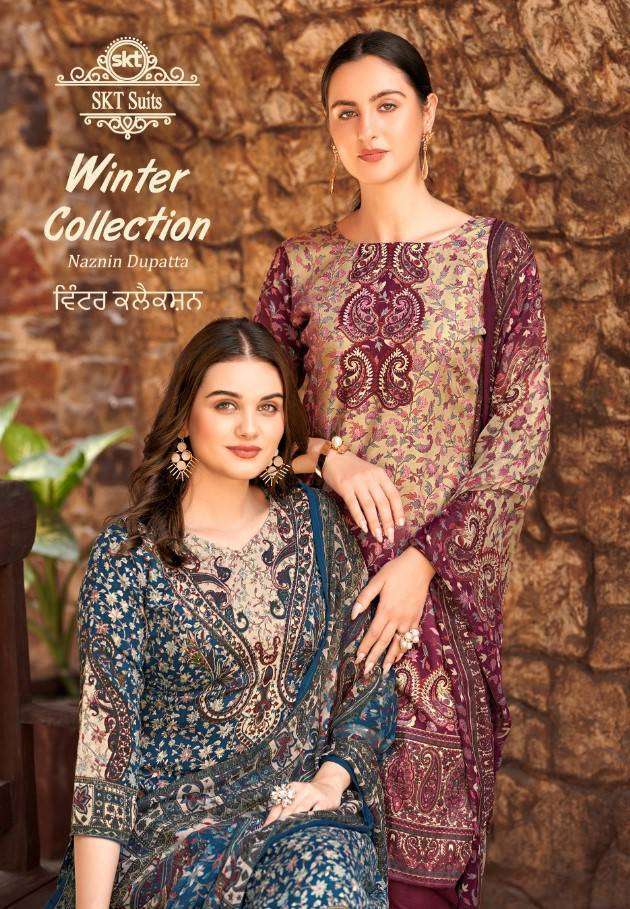 WINTER COLLECTION BY SKT SUITS 70001 TO 70008 SERIES PASHMINA PRINT WORK DRESSES