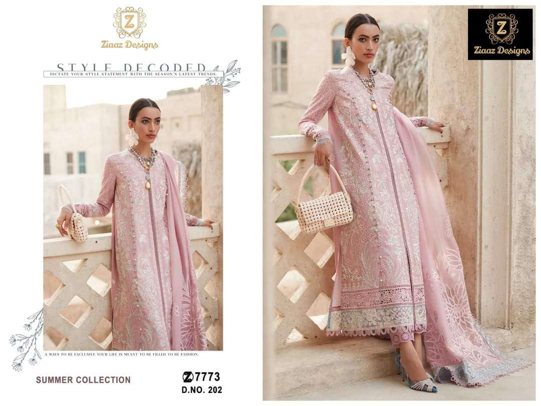 Z-202 HIT DESIGN BY ZIAAZ DESIGNS CAMBRIC COTTON EMBROIDERY WORK PAKISTANI DRESS